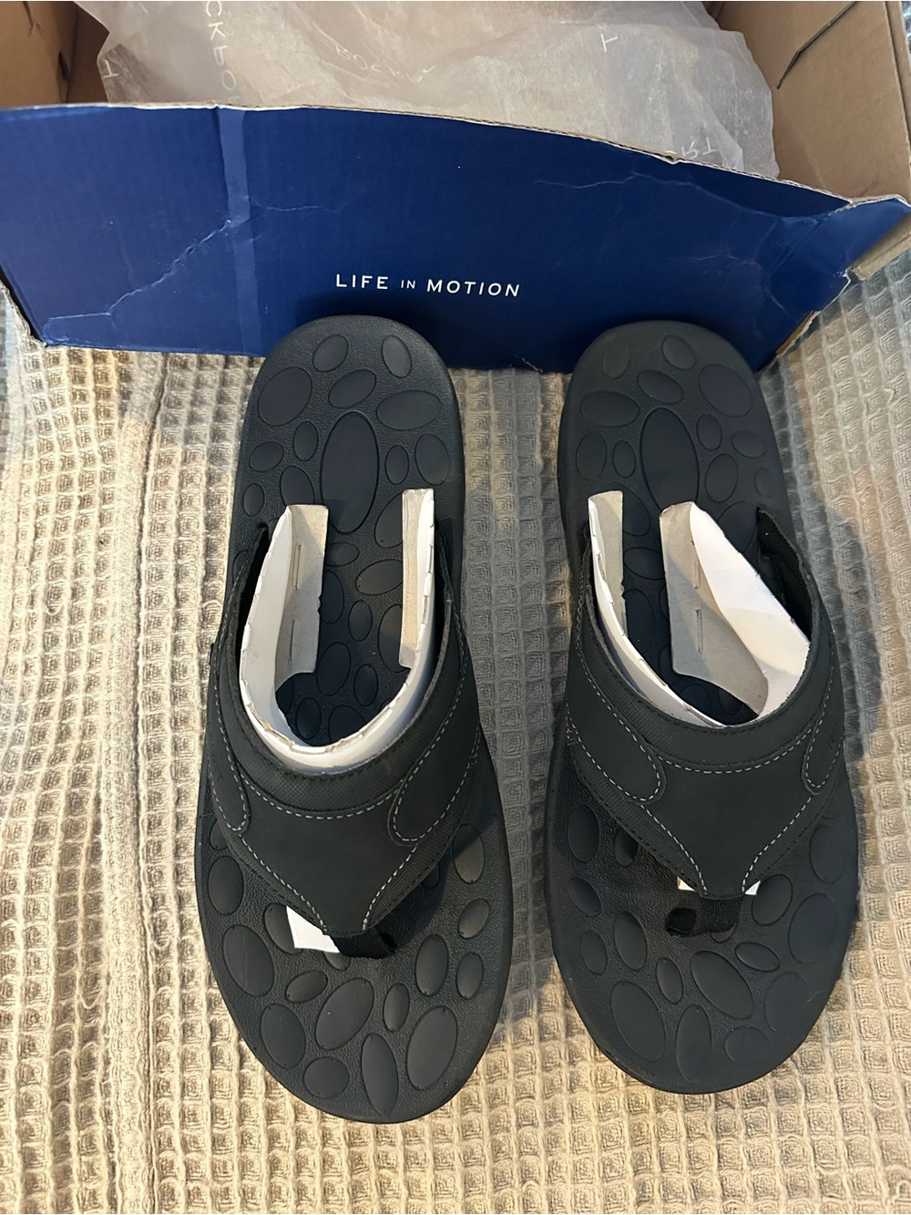 Rockport Black Thong Sandals MEN 10 - New! - Picture 2 of 6